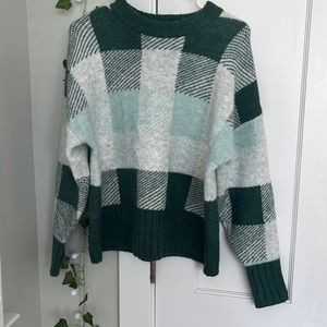 Target a . new day Green Patchwork Sweater NWT